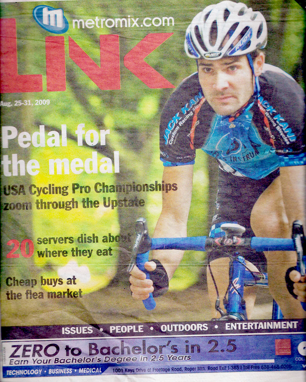 DLP / Texas Instruments Rider Boyd Johnson on the cover of a South Carolina Magazine.  Jack Kane bike